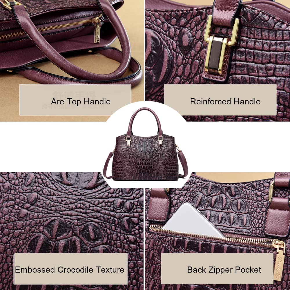 Crocodile Leather Satchel Handbag with Shoulder Strap A869111