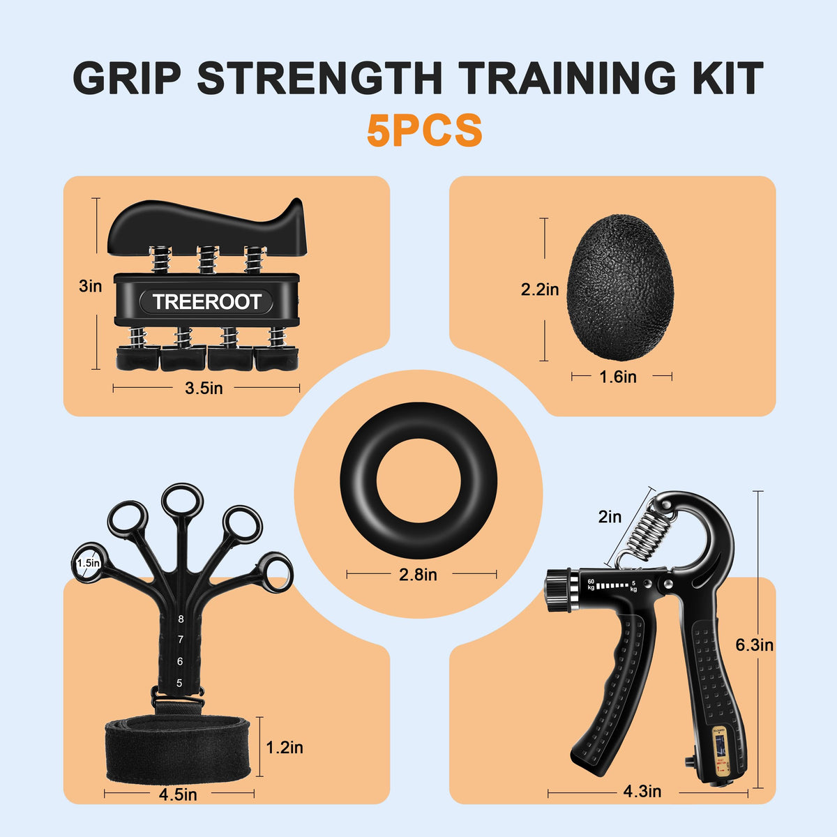5PCS Grip Strength Trainer Kits J256252