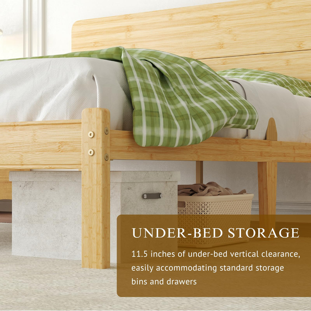 14 inch Bamboo Full Bed Frame with Headboard X116