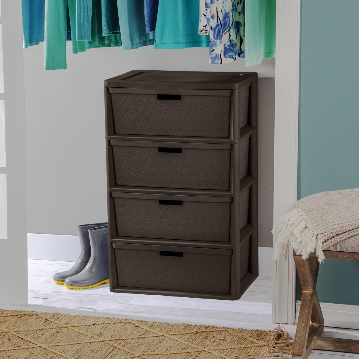 4 Drawer Plastic Storage Organizer Brown U75065