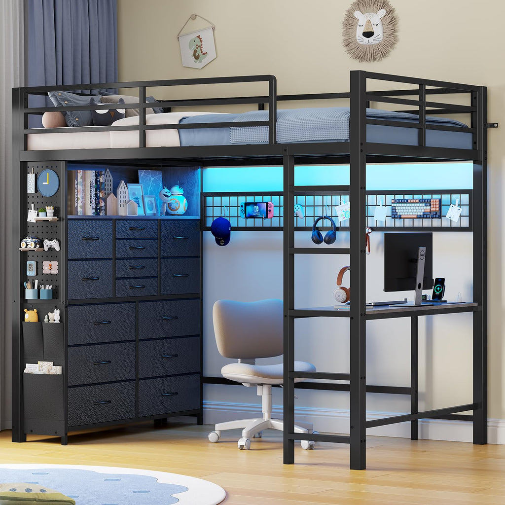 Twin Loft Bed with Desk and Storage Drawers Z92479