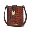 Women's Faux Crocodile Embossed Vegan Leather Crossbody Bag O1277