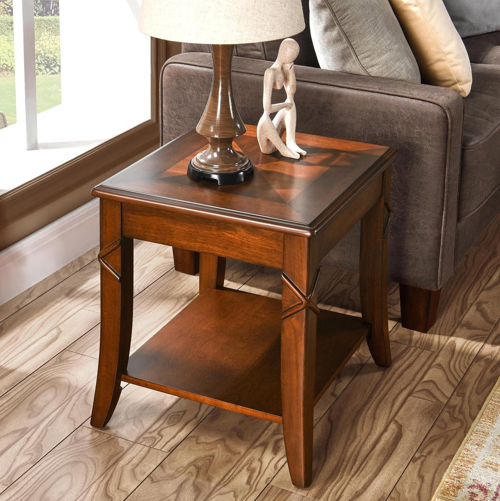 Solid Wood End Table with Storage Shelf M20731