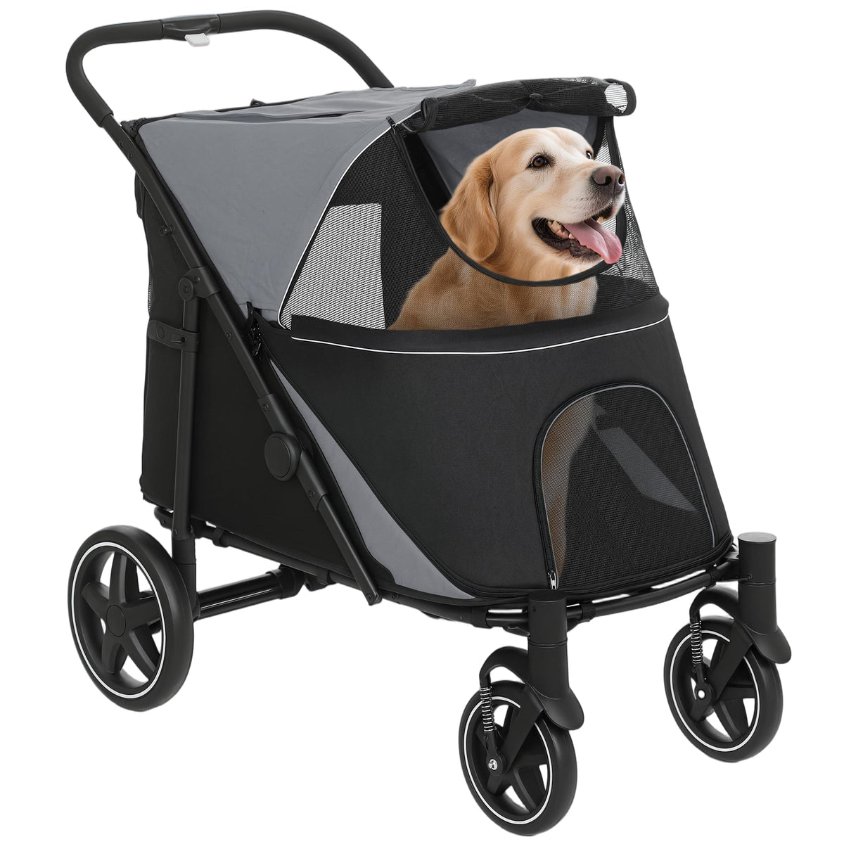 Foldable Dog Stroller with Storage Gray L764324