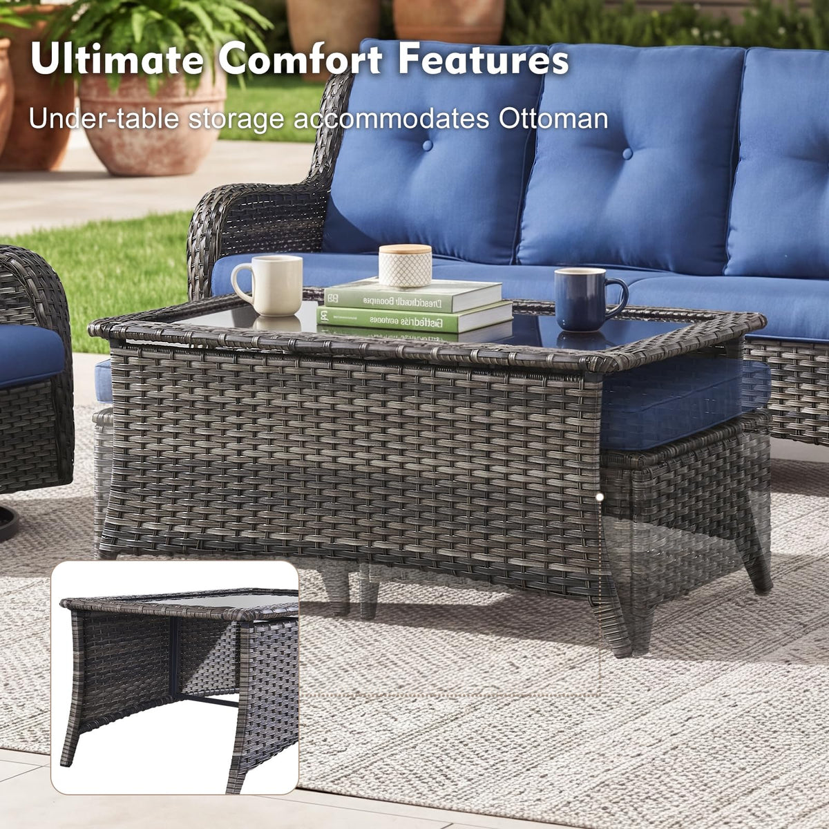 Grey Wicker 6 Piece Patio Furniture Set C5160