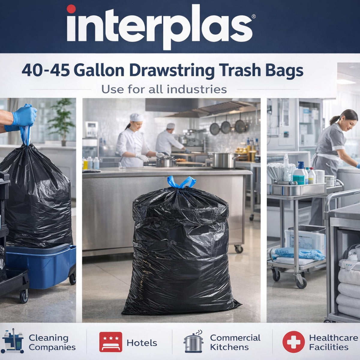 44 Gallon Drawstring Trash Bags 50 Count H1506