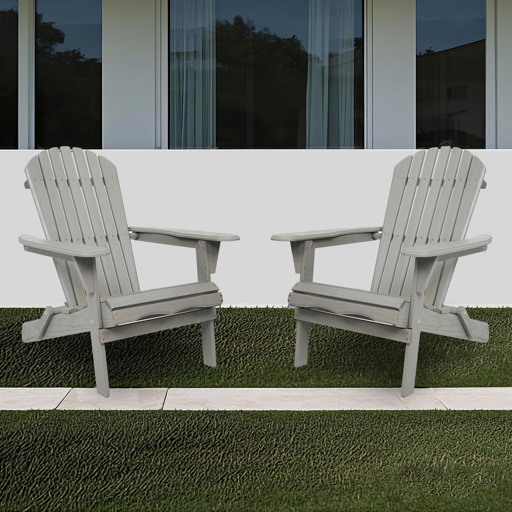 Wood Folding Adirondack Chair Set of 2 Solid Cedar U651050