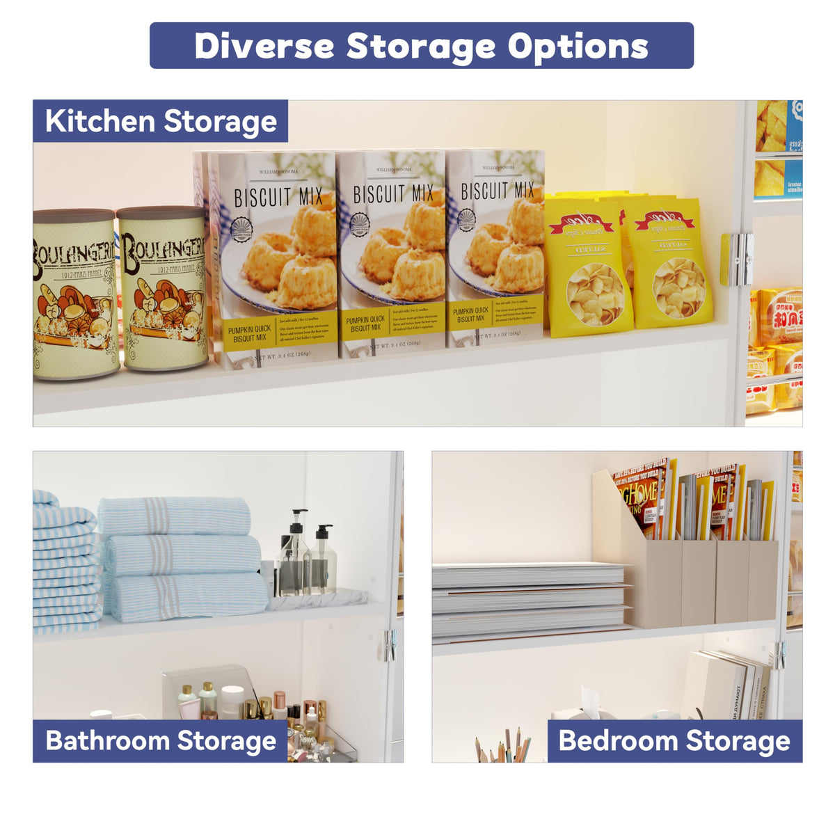 72" Wood Kitchen Pantry Cabinet with 3 Drawers D722429