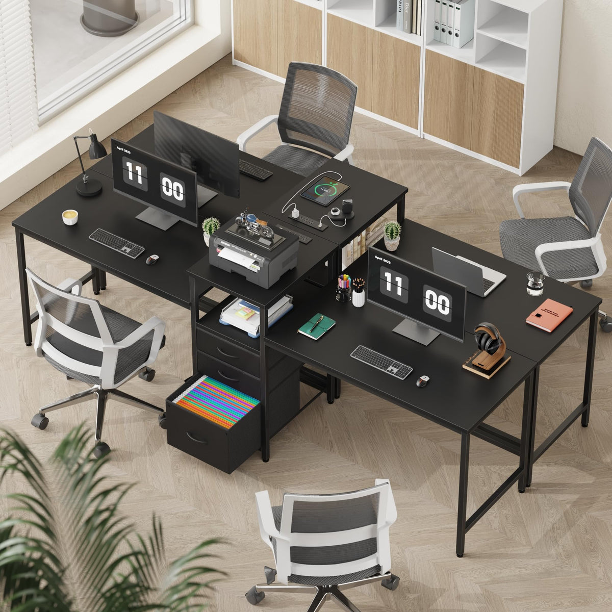Two Person Desk with Charging Station E20927