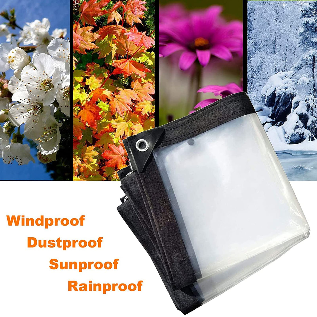 Heavy Duty Waterproof Clear 3x3ft Poly Tarp with Grommets O529