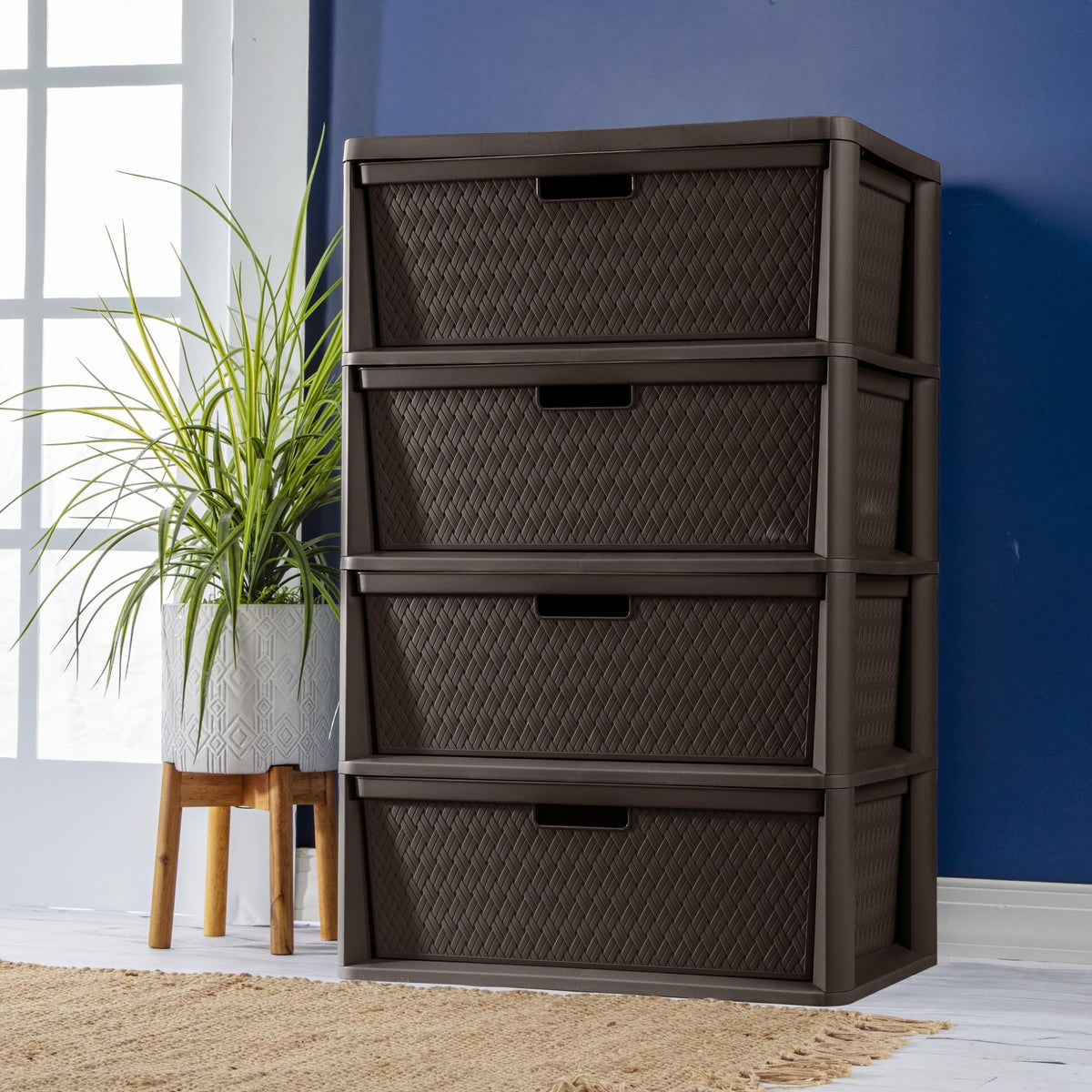 4 Drawer Plastic Storage Organizer Brown U75065