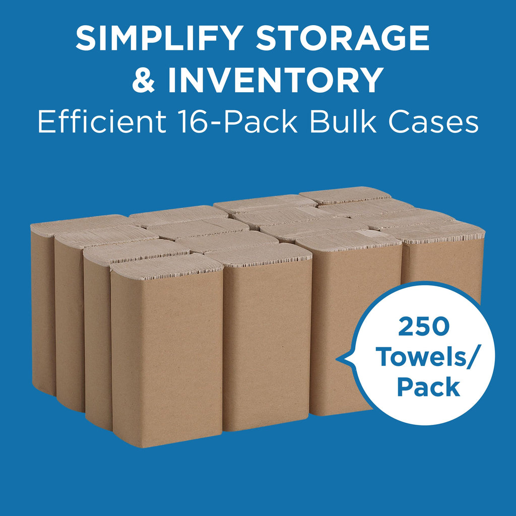Brown 1-Ply Multifold Paper Towels, 250 Per Pack, 16 Packs M93546