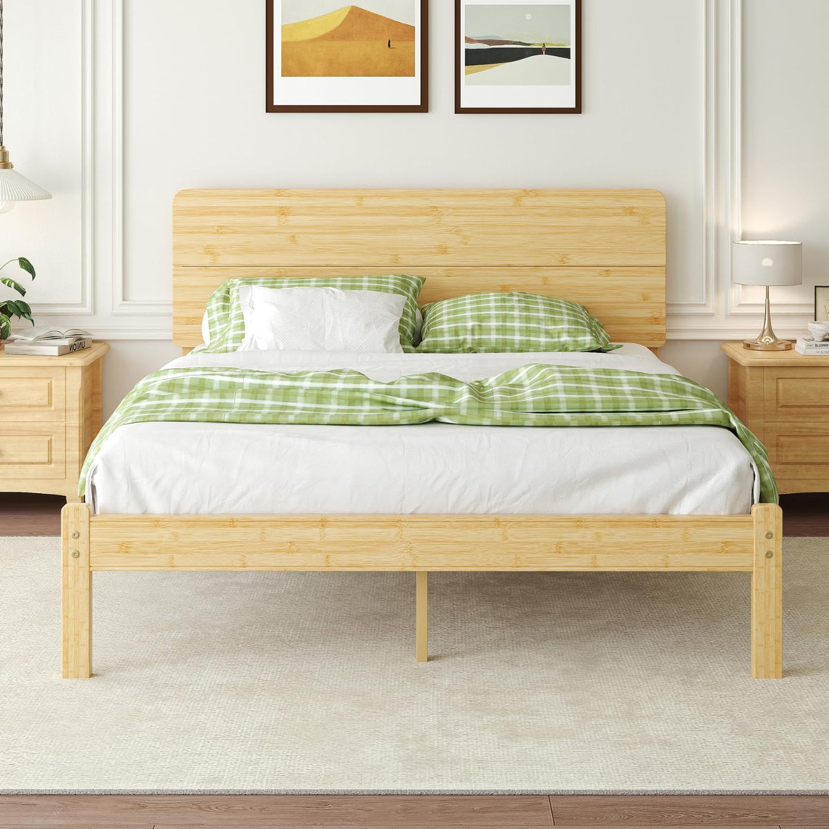 14 inch Bamboo Full Bed Frame with Headboard X116