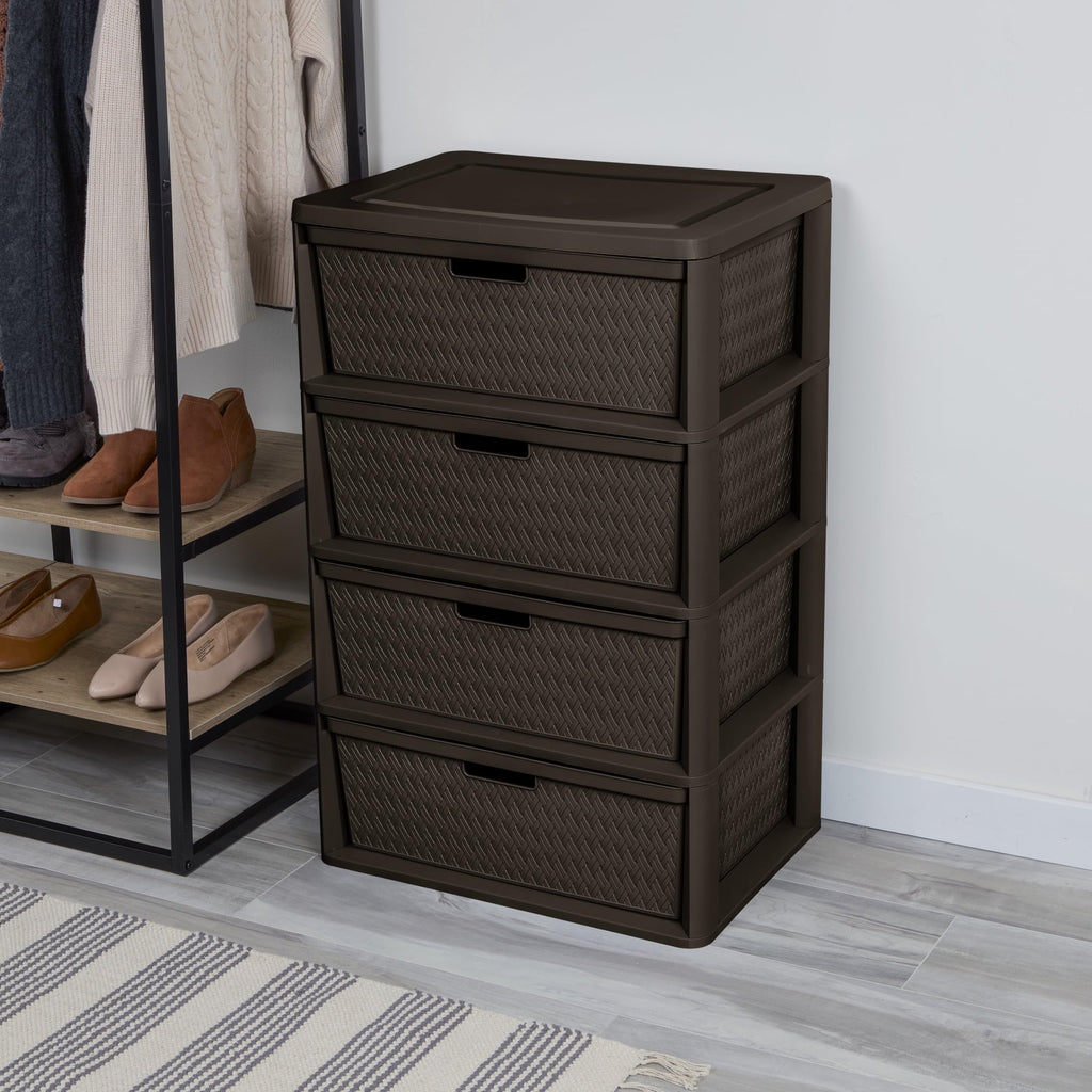 4 Drawer Plastic Storage Organizer Brown U75065