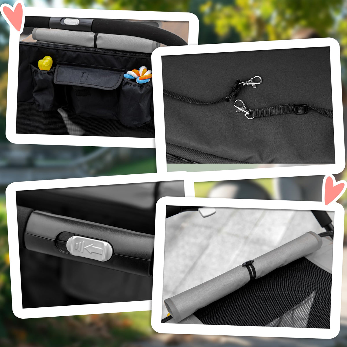 Foldable Dog Stroller with Storage Gray L764324