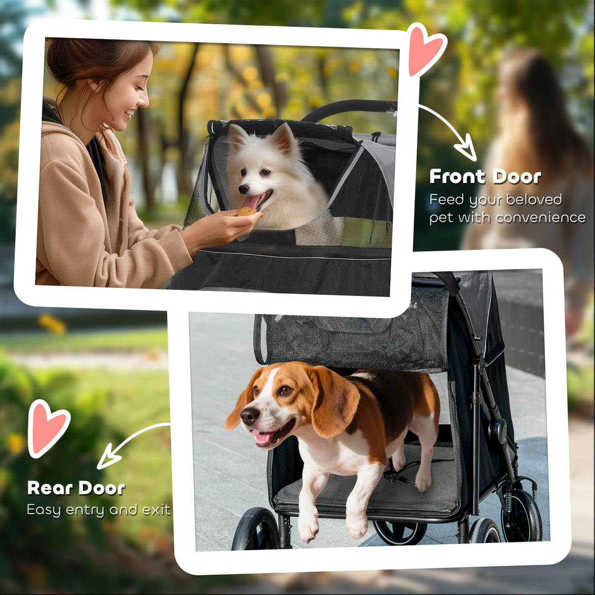 Foldable Dog Stroller with Storage Gray L764324