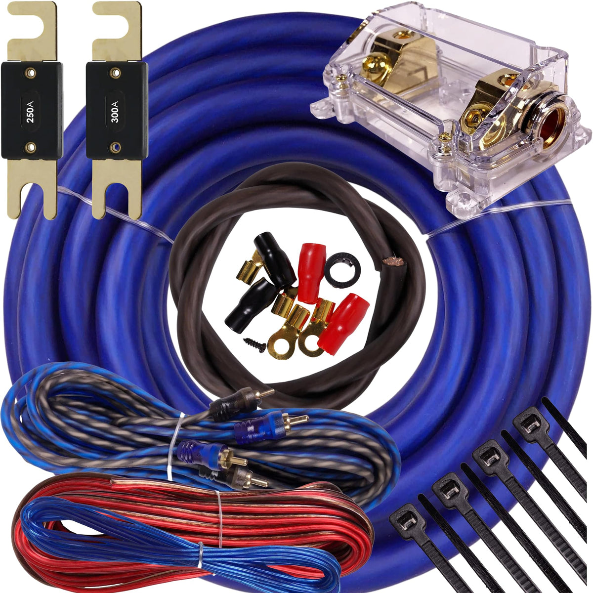 0 Gauge Amp Kit Amplifier Install Wiring 5000W to 8000W Blue D198