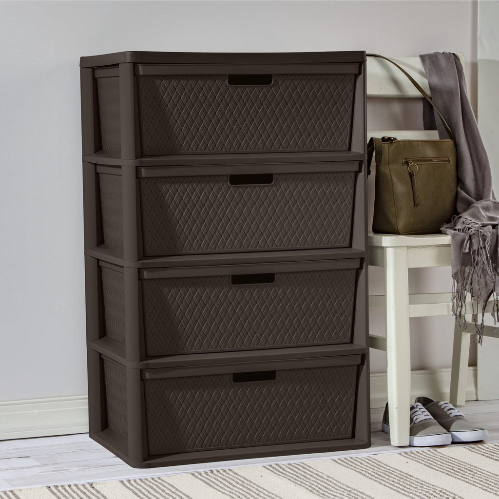 4 Drawer Plastic Storage Organizer Brown U75065