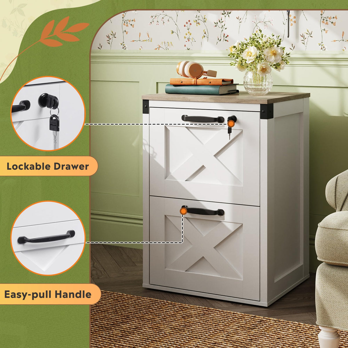 2-Drawer File Cabinet with Lock V835