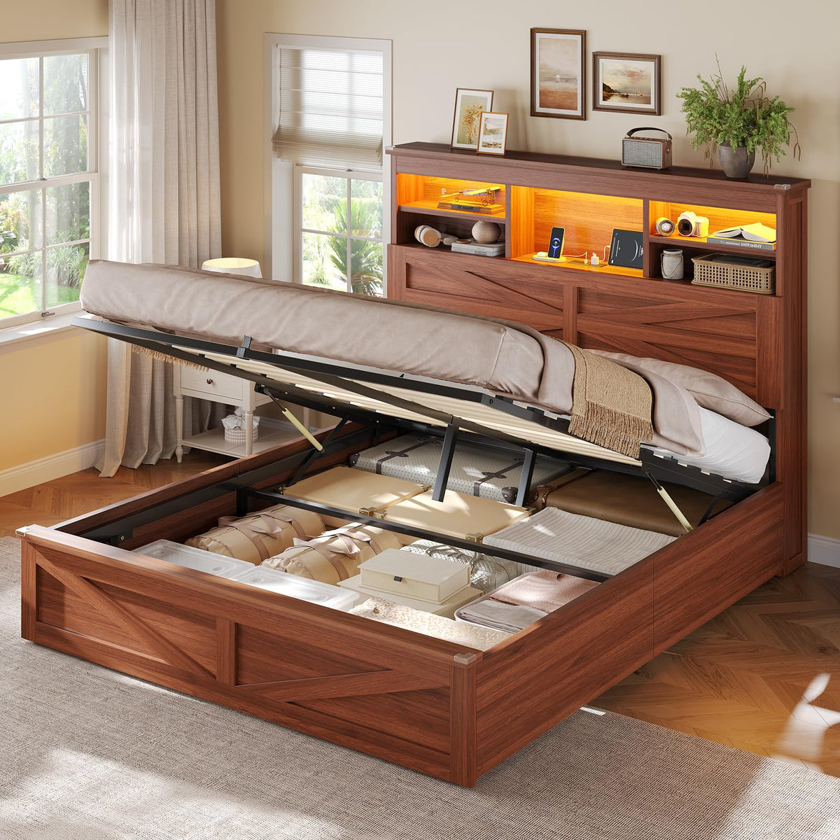 Queen Size Lift Up Storage Bed Frame X741