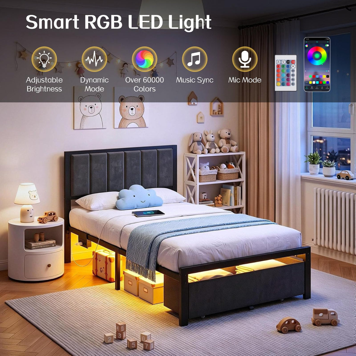 Twin Size Bed Frame with Drawer Q42288