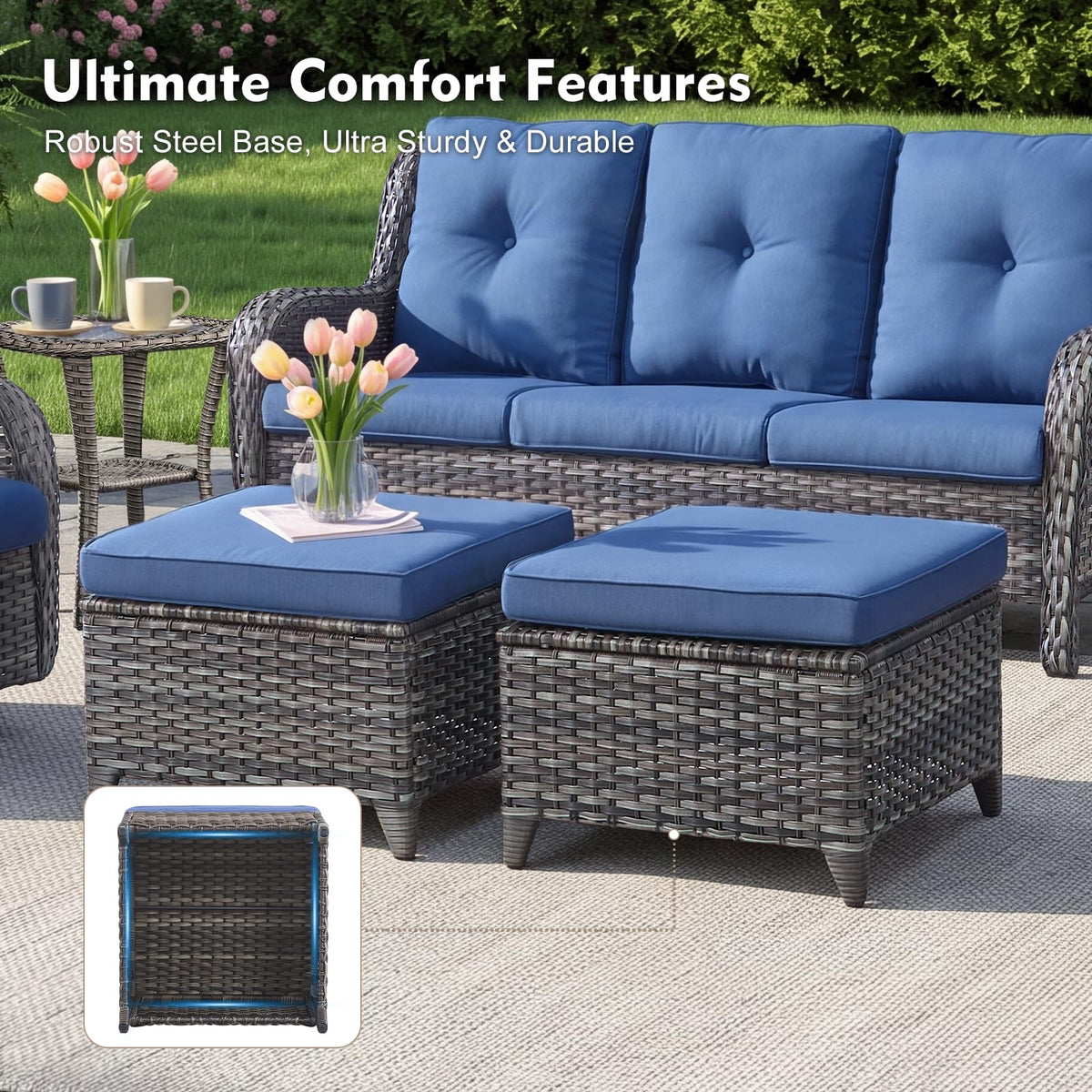 Grey Wicker 6 Piece Patio Furniture Set C5160
