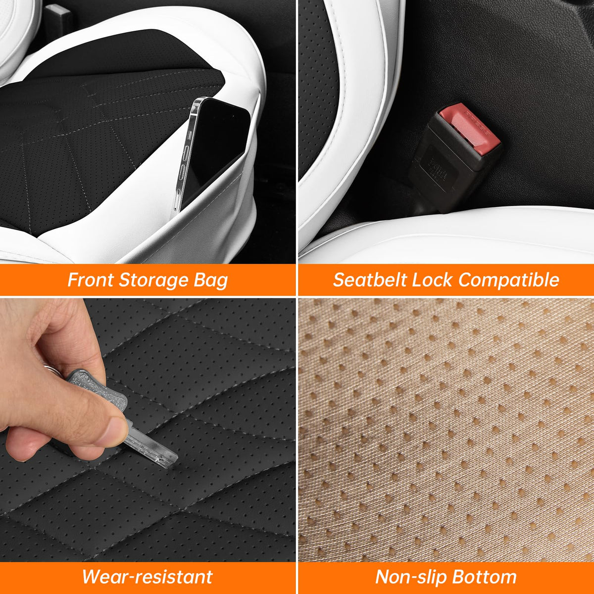 Black White Car Seat Covers Full Set E5634