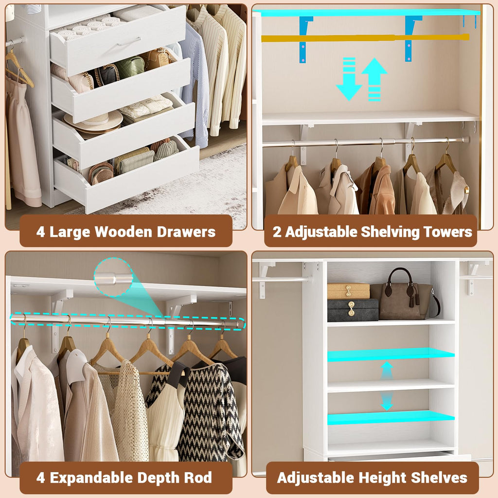 Wood Closet Organizer System with 4 Drawers J488709