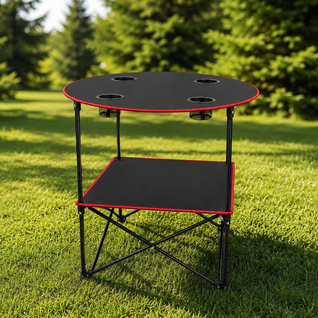 Portable Folding Camping Table with 4 Cup Holders & Carry Bag C958