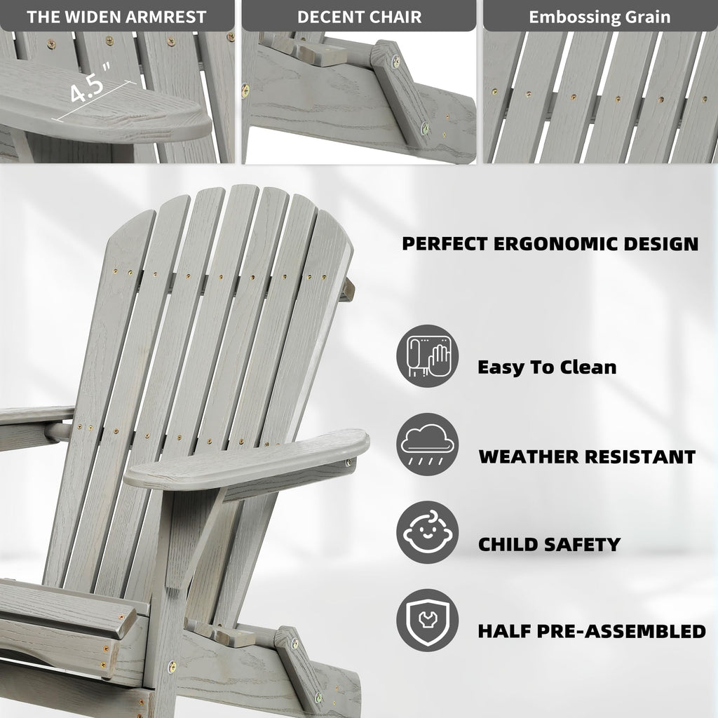 Wood Folding Adirondack Chair Set of 2 Solid Cedar U651050