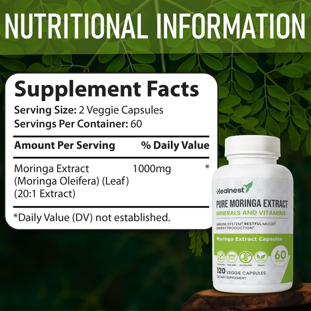 Moringa Extract Capsules 20:1 120 Capsules Vegan Z633