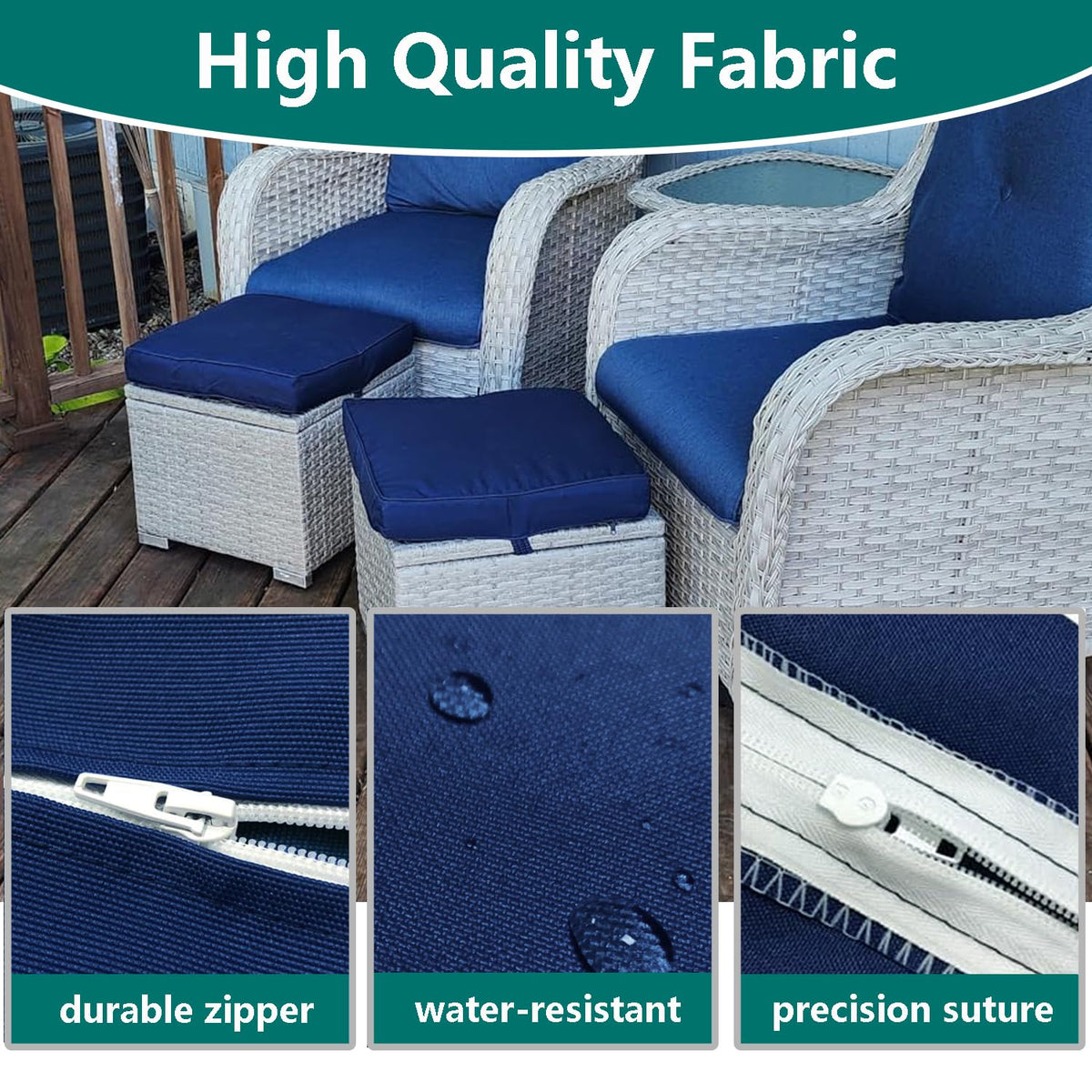 Patio Cushion Covers 16x16x2.5 Navy Blue 2 Packs Z237815
