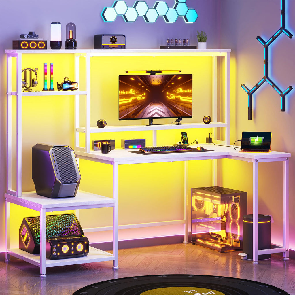 White Computer Desk with Hutch A62287