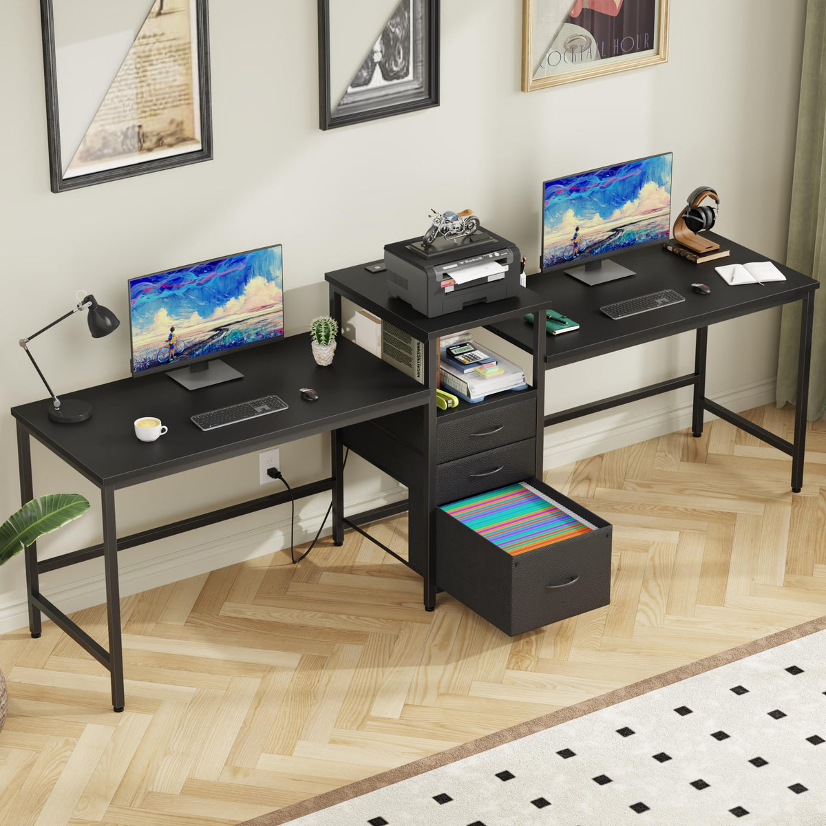 Two Person Desk with Charging Station E20927