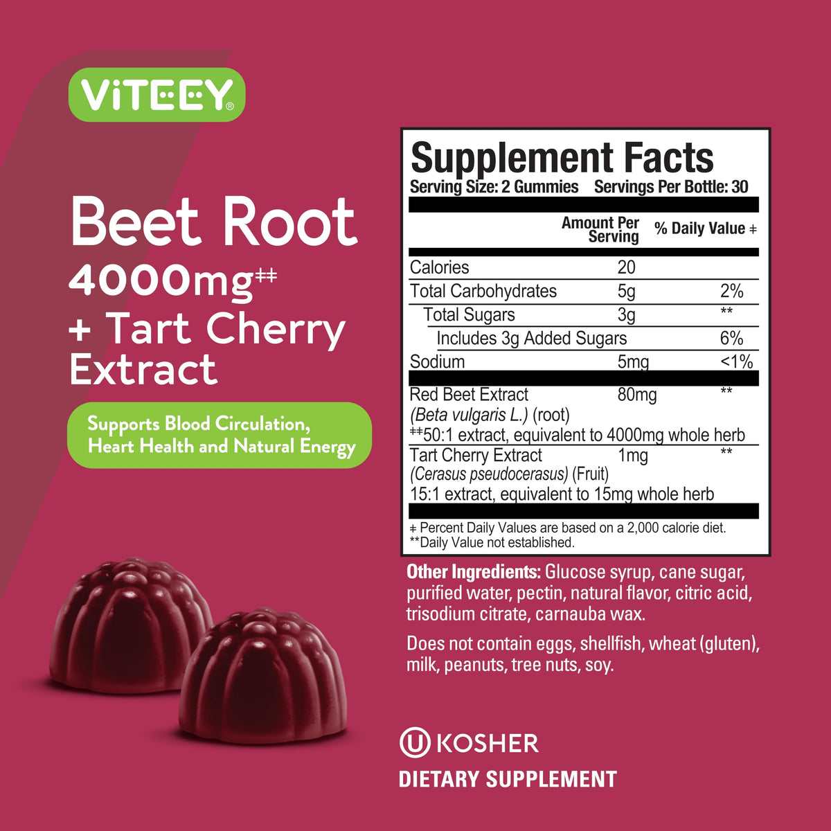 Beet Root Gummies 4000mg & Tart Cherry Q97873