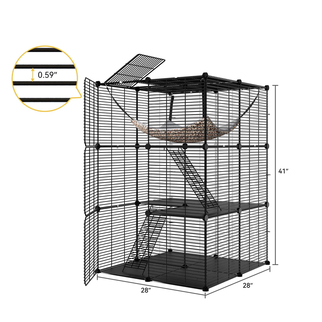 3-Tier Cat Cage Indoor Enclosure with Hammock W221