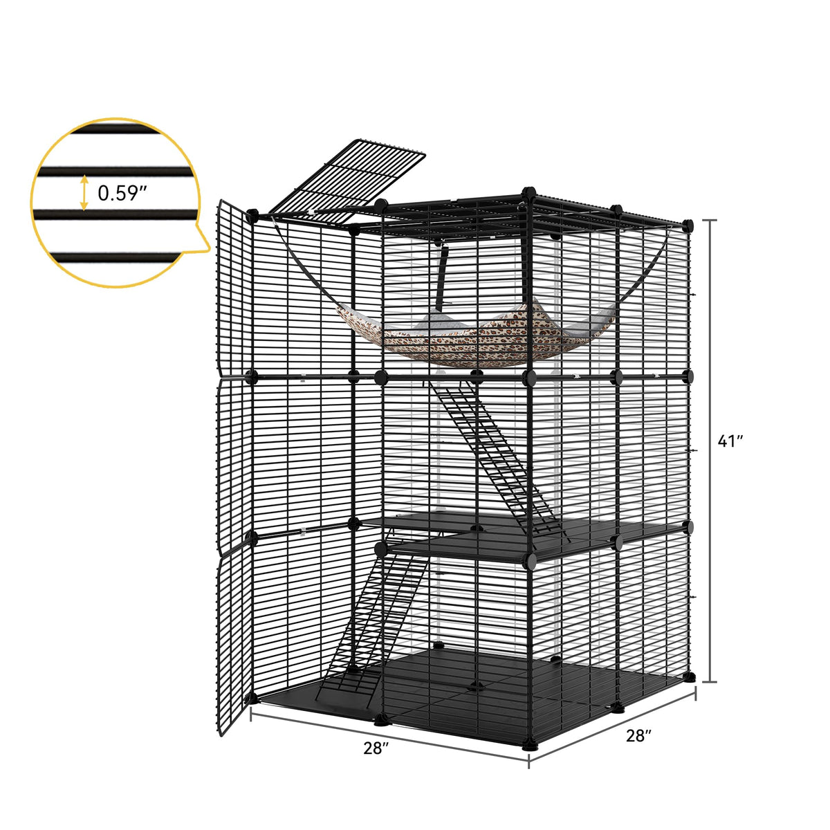 3-Tier Cat Cage Indoor Enclosure with Hammock W221