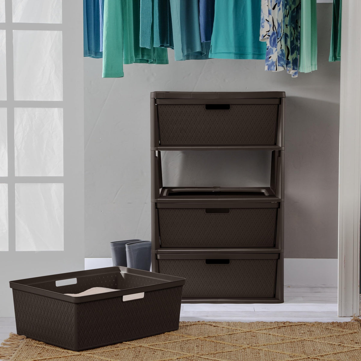 4 Drawer Plastic Storage Organizer Brown U75065