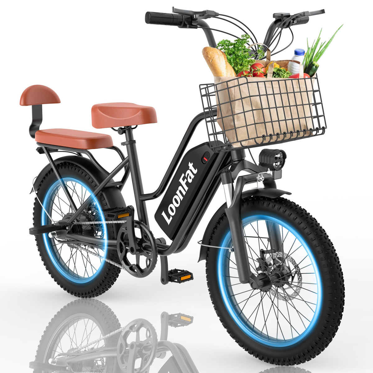 Peak 1000W 48V 13Ah Electric Bike with Rear Seat & Front Basket Y983582