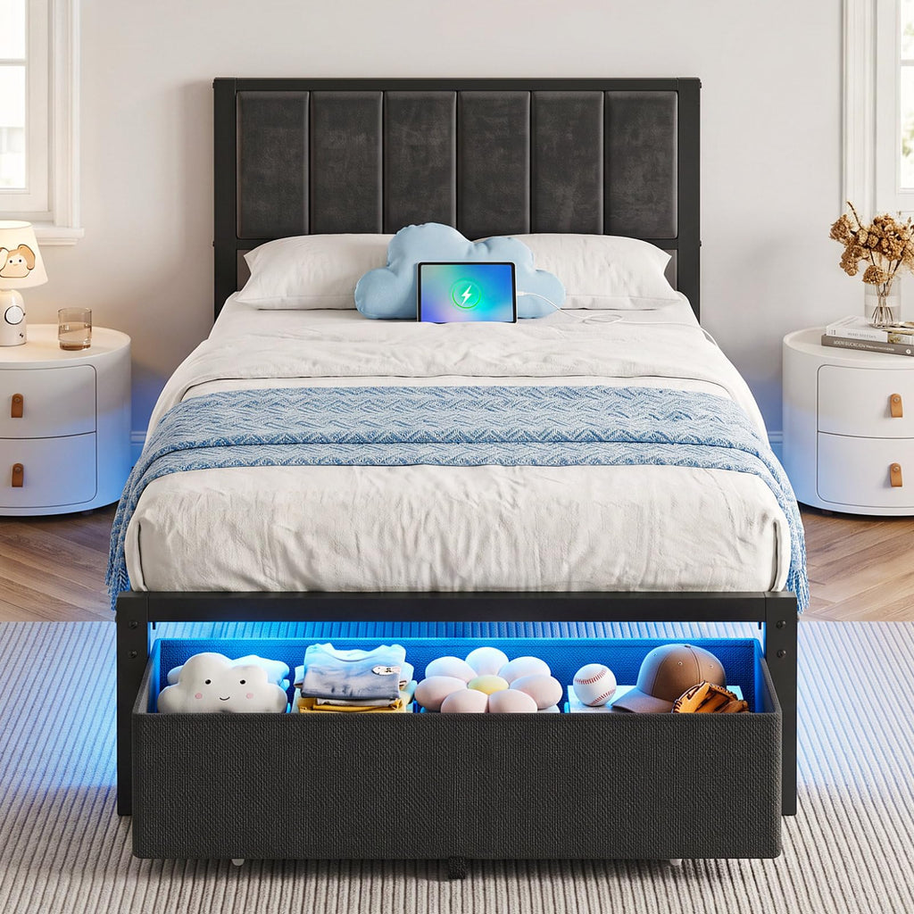 Twin Size Bed Frame with Drawer Q42288