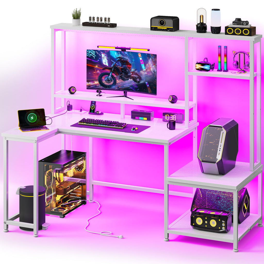 White Computer Desk with Hutch A62287
