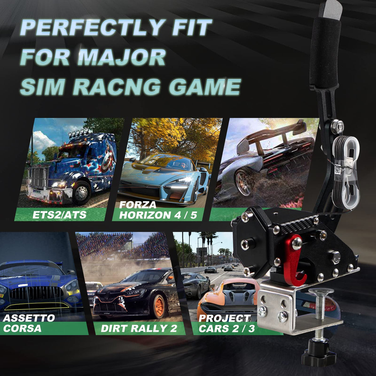 2-in-1 USB Handbrake with Hall Sensor and Clamp A13778
