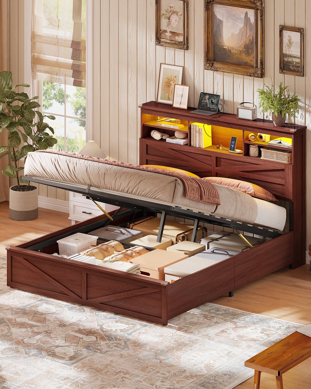 Queen Size Lift Up Storage Bed Frame X741