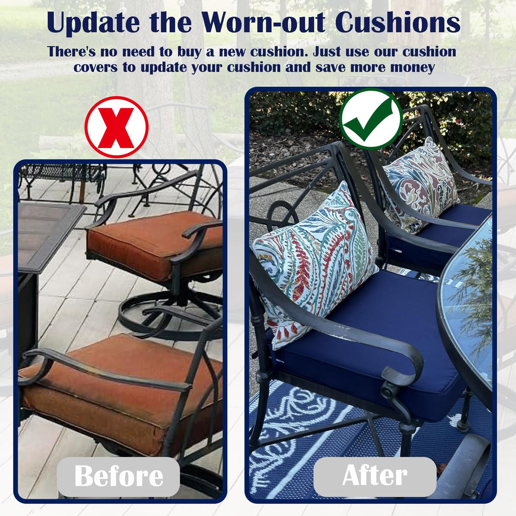 Patio Cushion Covers 16x16x2.5 Navy Blue 2 Packs Z237815