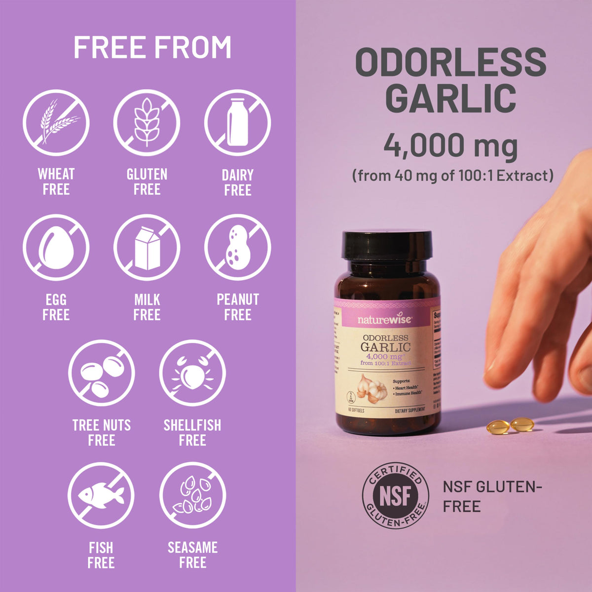 Odorless Garlic Supplement 4000mg 60 Count W751
