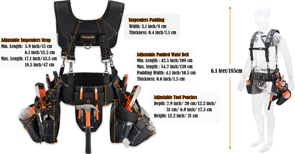 39 Pockets Tool Belts with Suspenders H4077