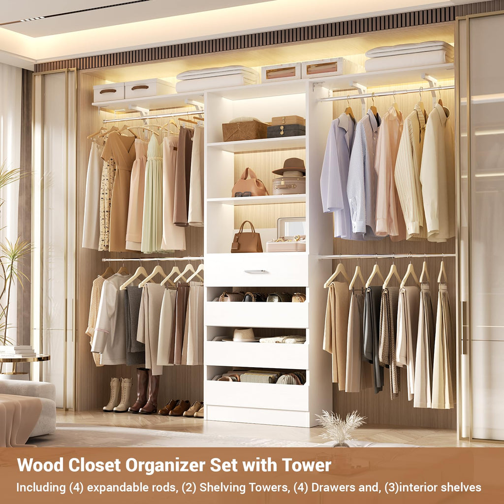 Wood Closet Organizer System with 4 Drawers J488709