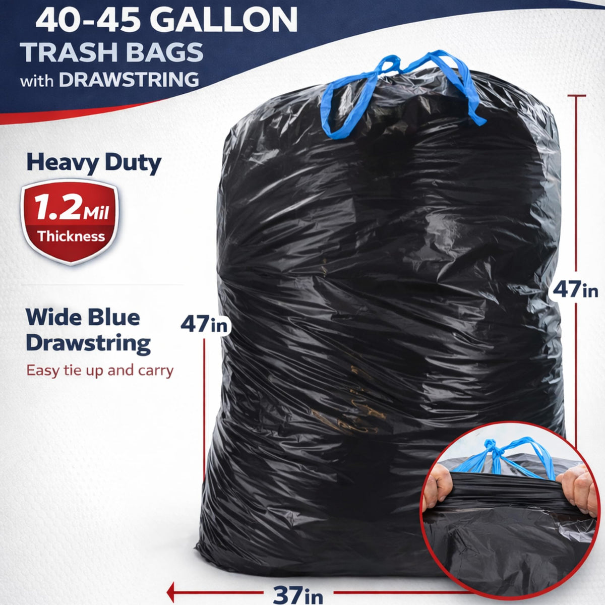 44 Gallon Drawstring Trash Bags 50 Count H1506