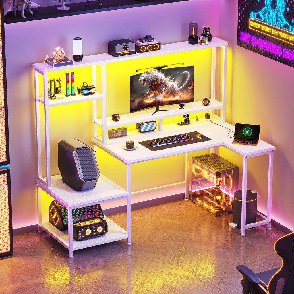 White Computer Desk with Hutch A62287