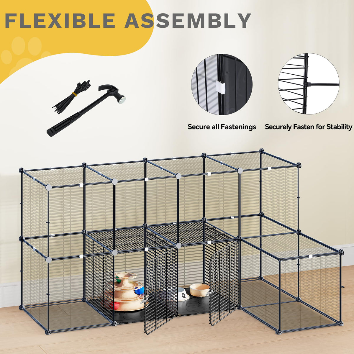 3-Tier Cat Cage Indoor Enclosure with Hammock W221